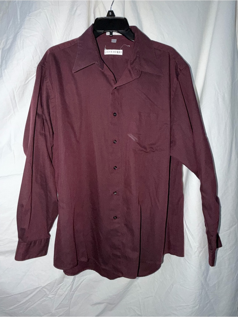 John Henry Men's Burgundy Long-Sleeve Dress Shirt